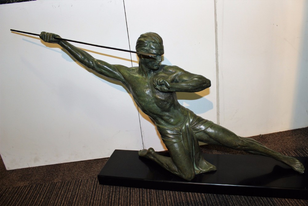 very large french art deco javelin thrower by roncourt c192030