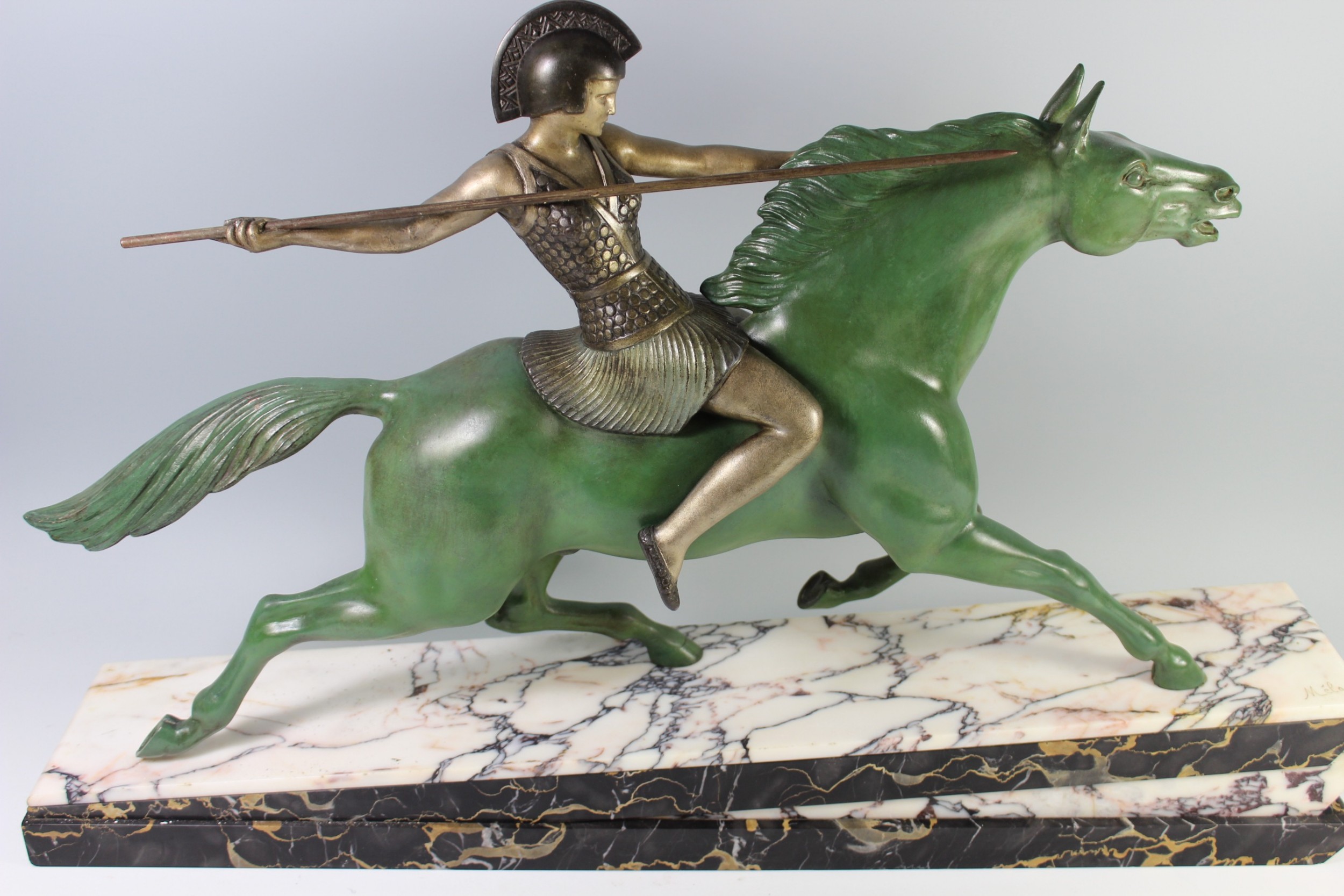 melo large french art deco female warrior sculpture c192030