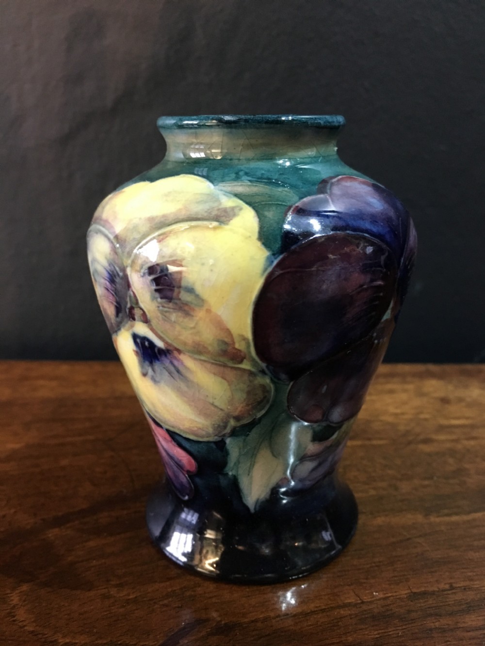 moorcroft pansy design miniature vase by william moorcroft c191417