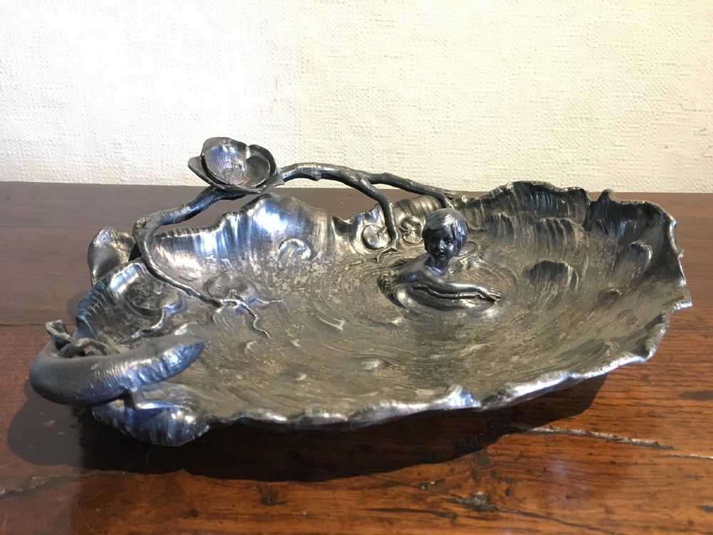 wmf art nouveau white metal traybowl c1900