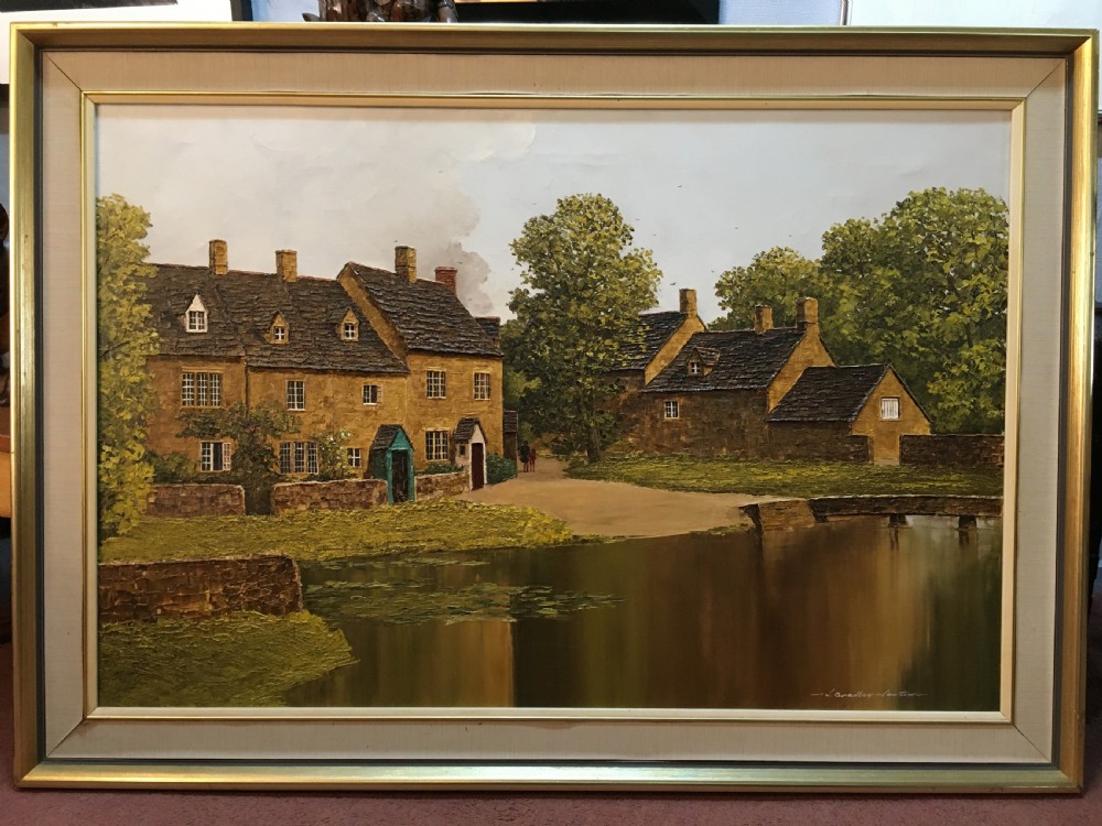 nick bradley carter ra mid c20th oil on canvas of lower slaughter