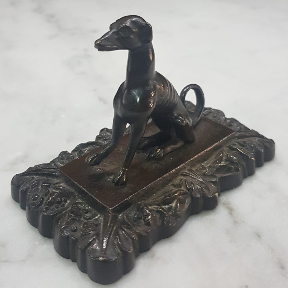 bronze whippet paperweight statue 19th century c1880