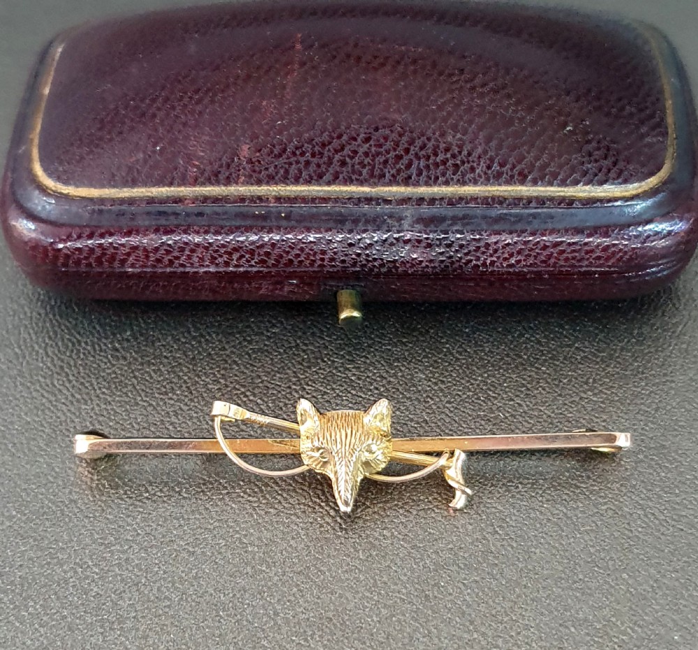 fox 9 carat gold pin brooch 1910 by equestrian jeweller alfred james how