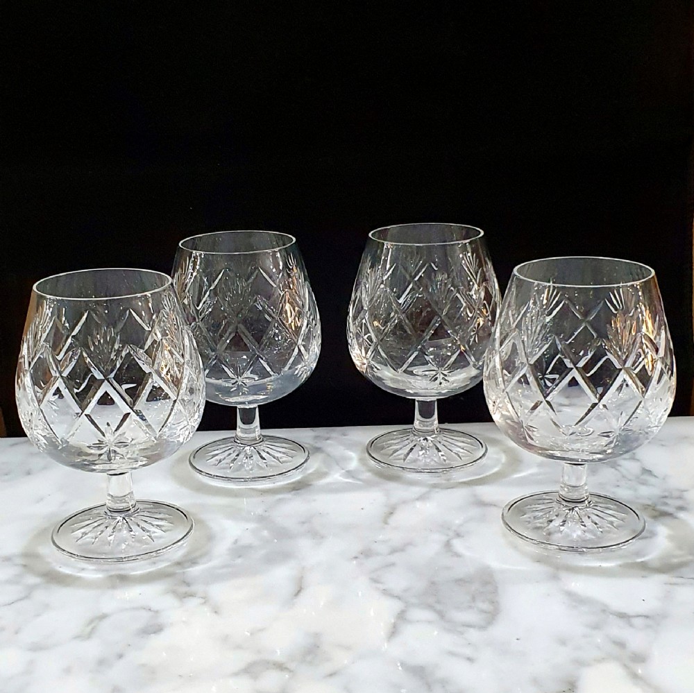 edinburgh crystal set 4 lead cut brandy glasses kelso pattern