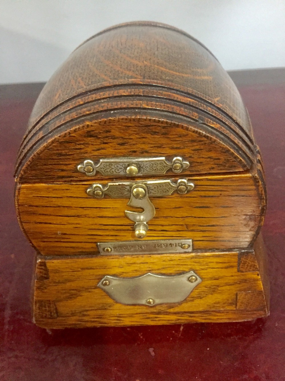 music box carved wood in the form of a barrel 19c