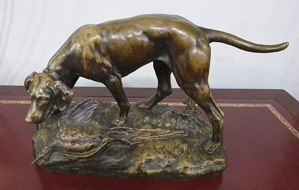 julesedmond masson french bronze hunting dog c1900