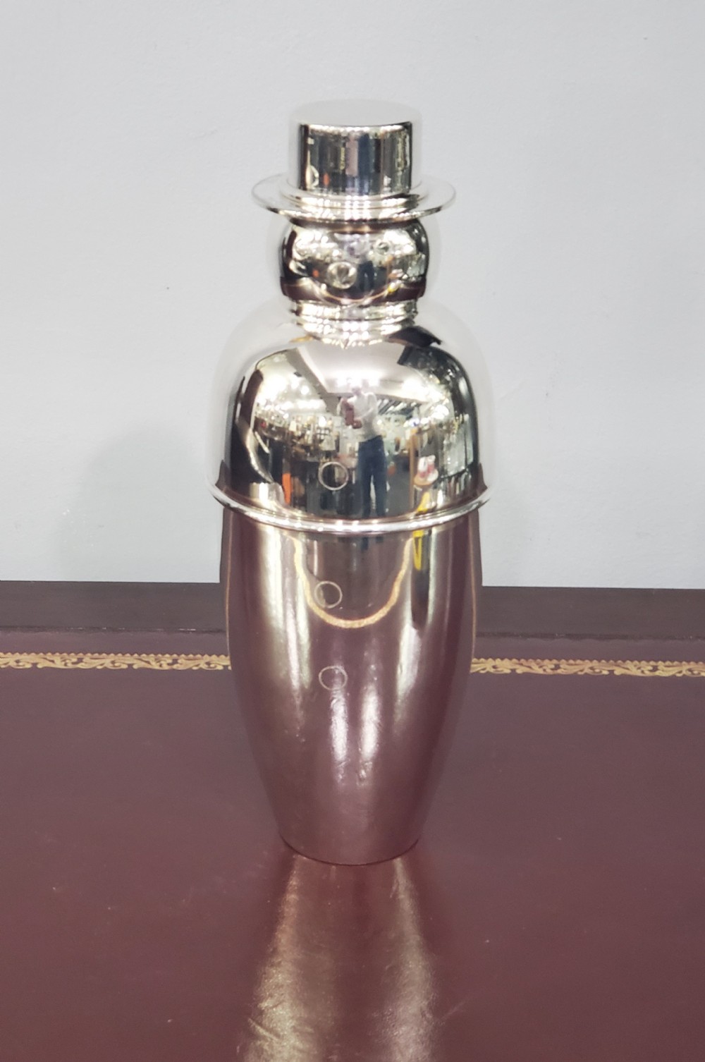 art deco silver plated snowman cocktail shaker c1930