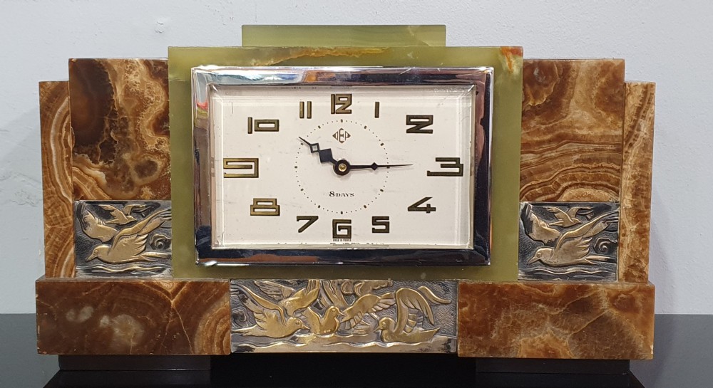 dep french art deco 8day mantle clock c1930