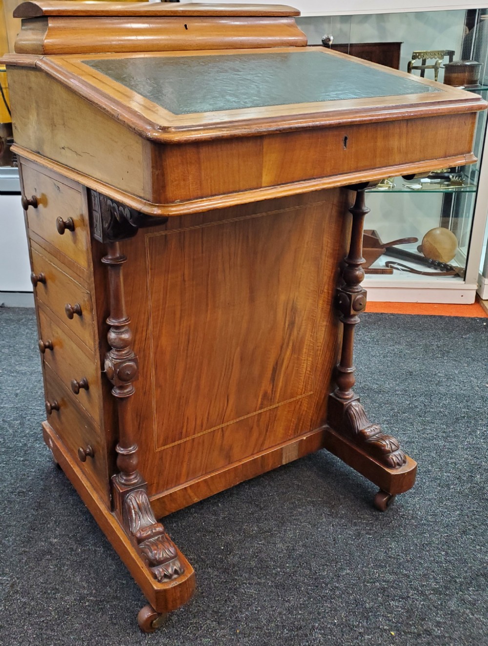 victorian burr walnut davenport writing desk c1880