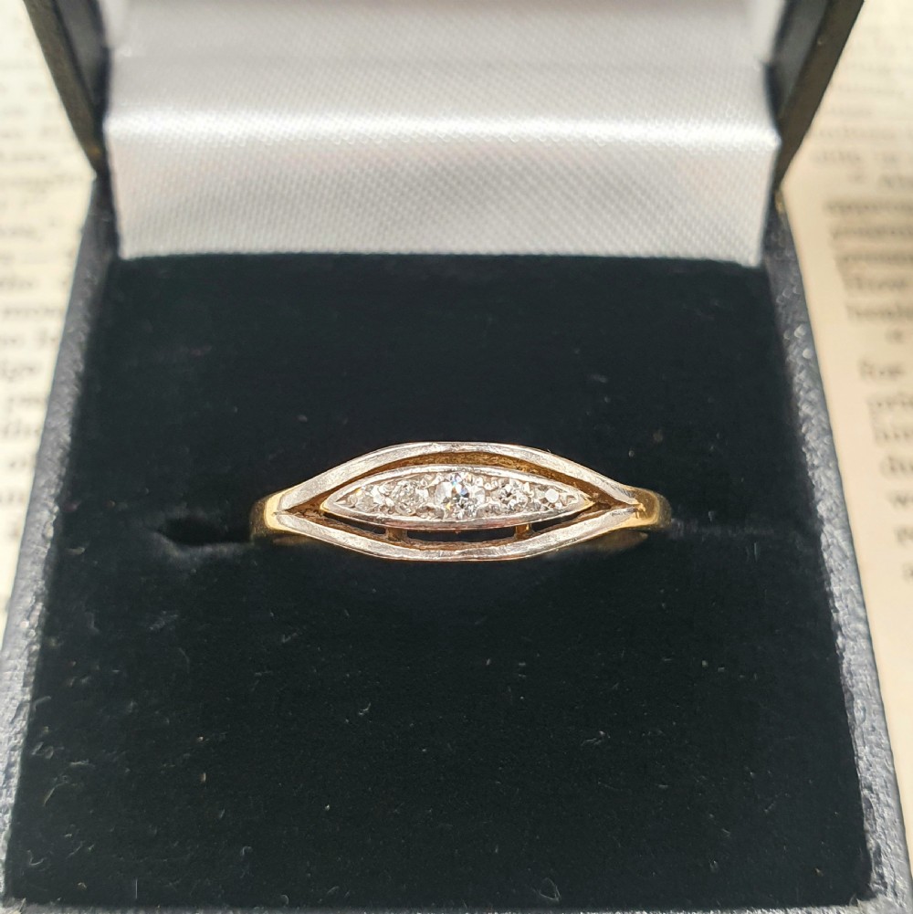 art deco 5 stone diamond 18ct gold ring c1920s size q12