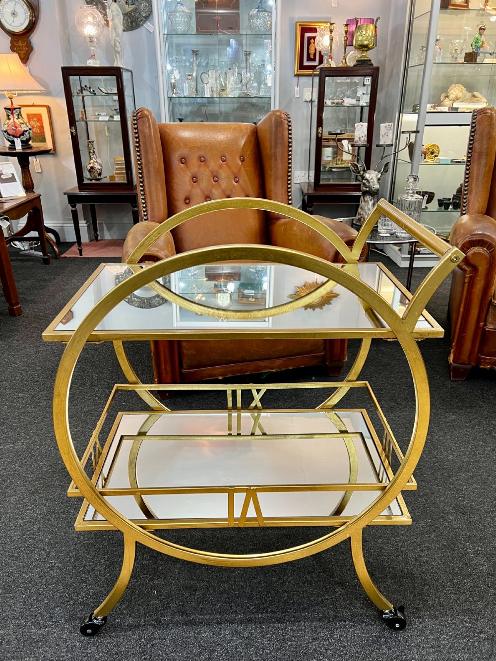 art deco revival mirrored glass cocktaildrinks trolley