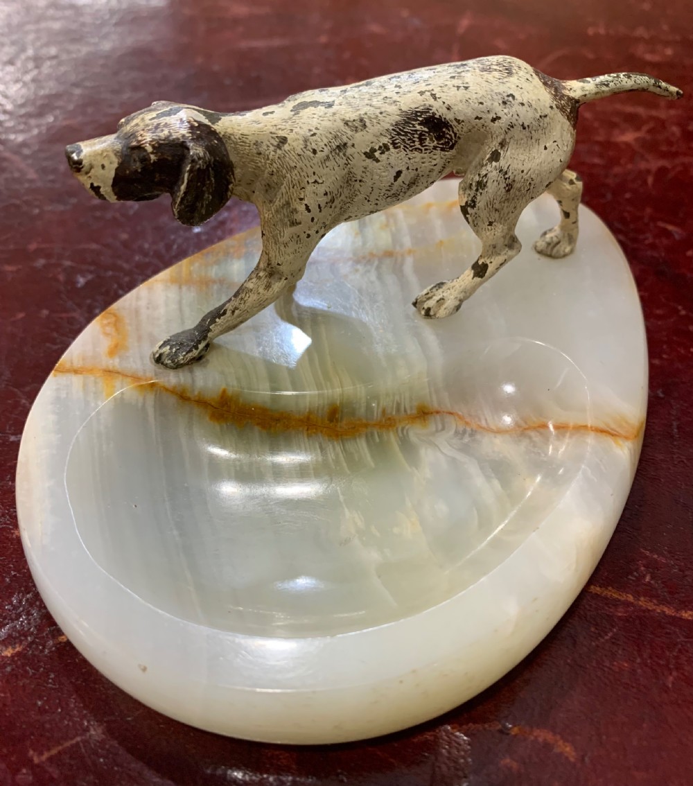 austrian bronze pointer dog pin tray c1960