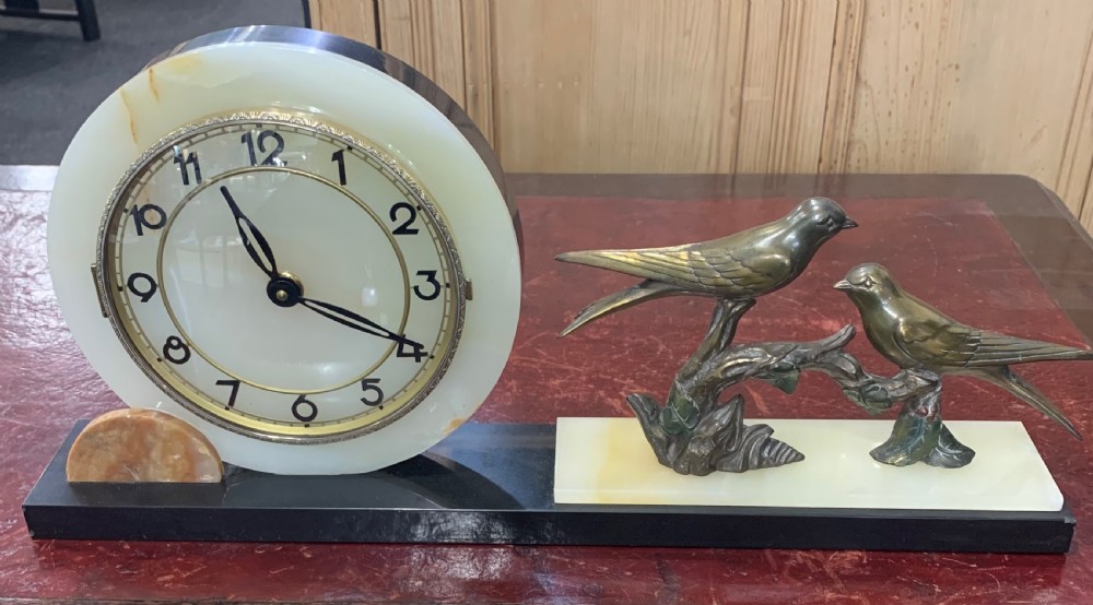 french art deco 8 day mantel clock c1930s