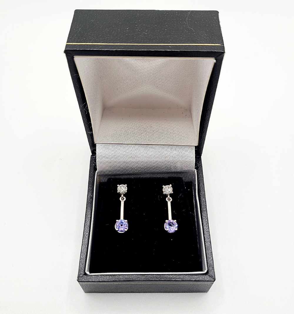 diamond tanzanite 18ct gold earrings