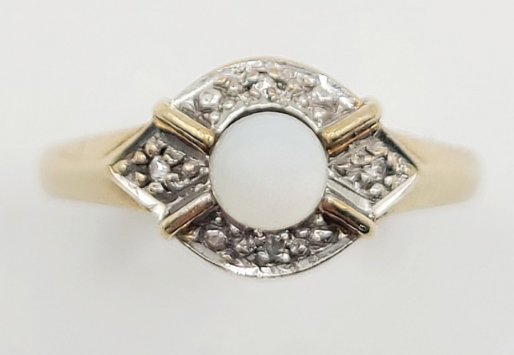 natural pearl pave diamond setting tested 9ct gold band london j12
