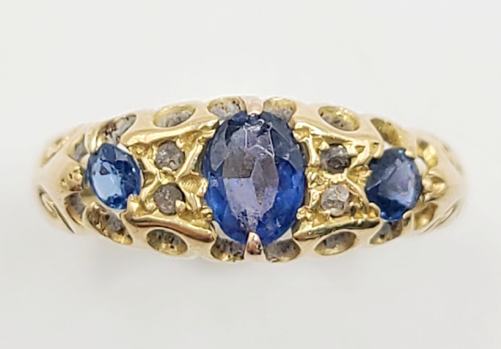 sapphire diamond edwardian 18ct gold ring chester1910 l