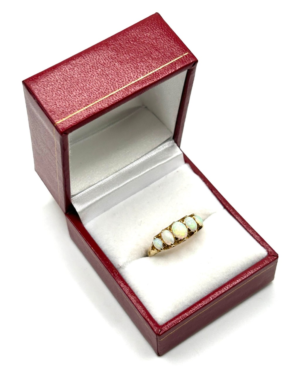 victorian five opal 18ct gold stack ring o