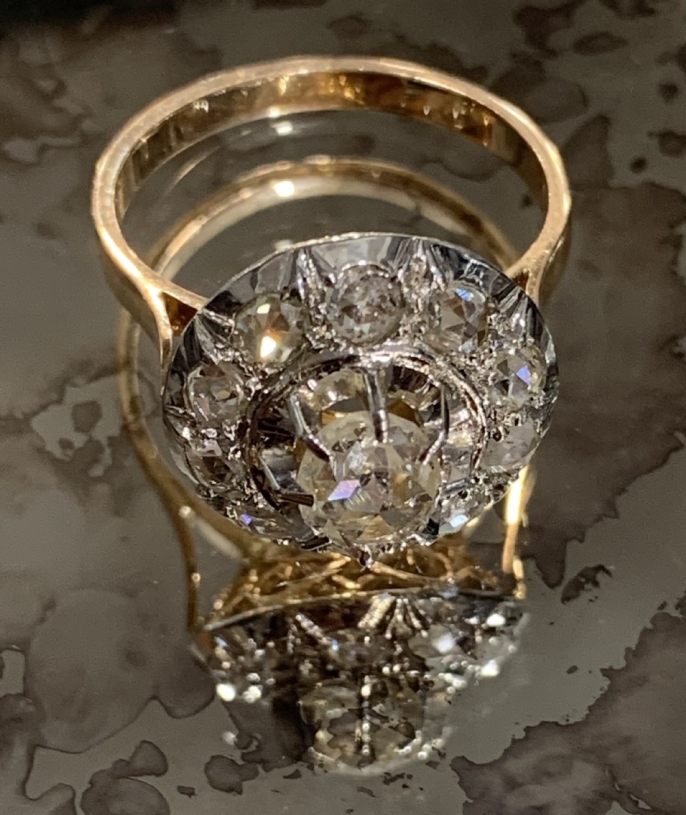 french art deco 18ct gold diamond cluster ring c1920s 4500