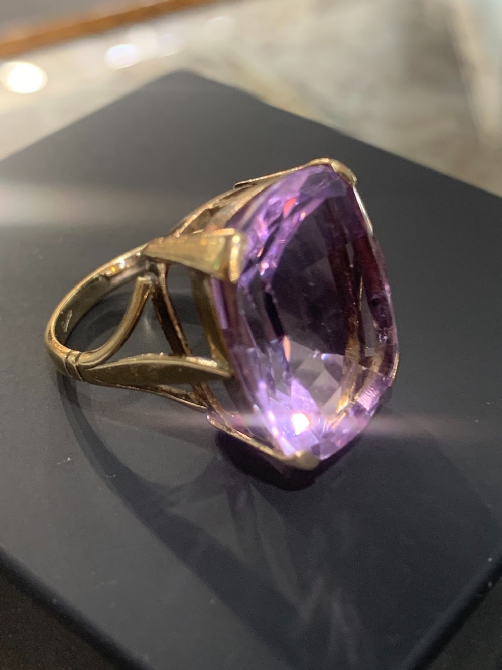 art deco era 25ct natural amethyst 9ct gold ring size m12