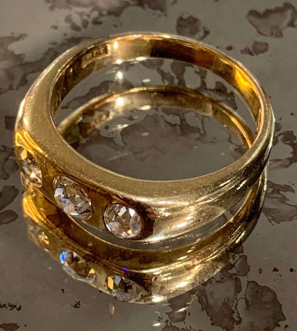 victorian 18ct gold gypsy diamond trilogy ring c1880 size s