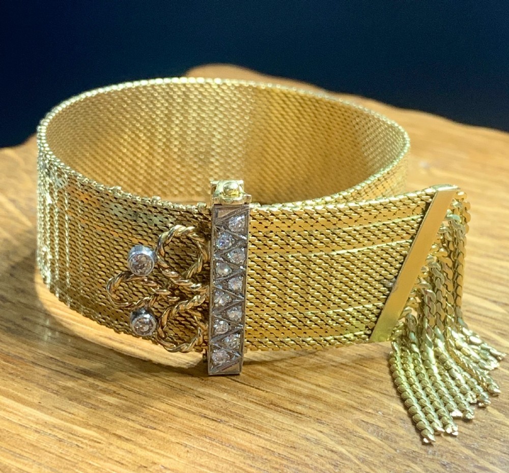 art deco 18ct gold and diamond bracelet