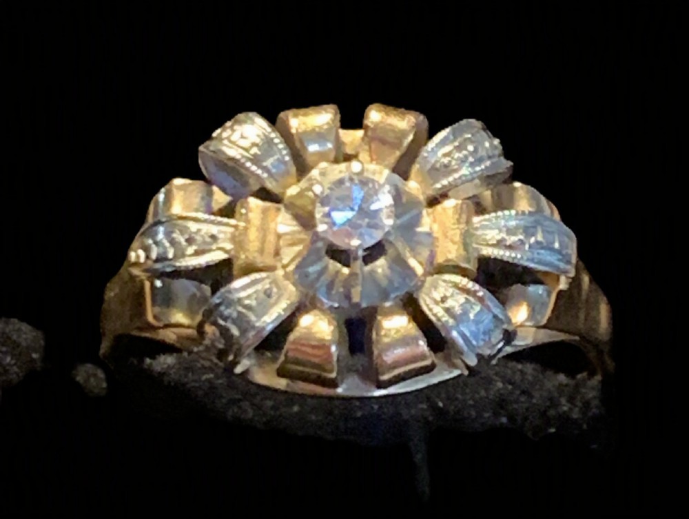 french art deco 18ct gold diamond ring size r 12