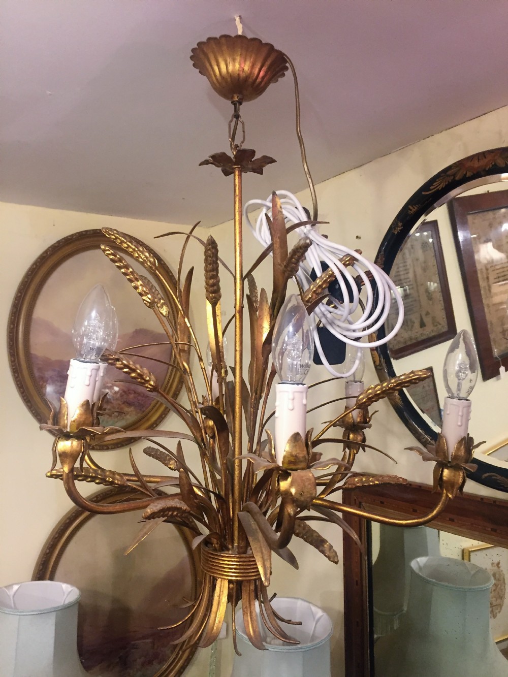 coco chanel inspired sheaves of wheat ceiling light c1960