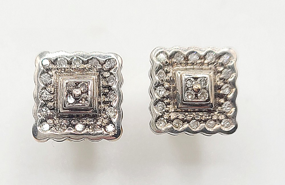 diamond 9ct white gold earrings
